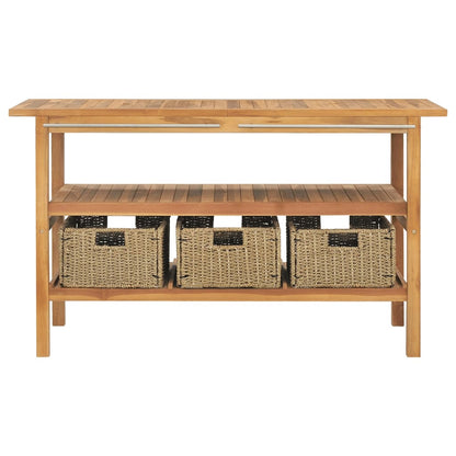 Handfat Badrum Tvättställsskåp Svart marmor massiv teak