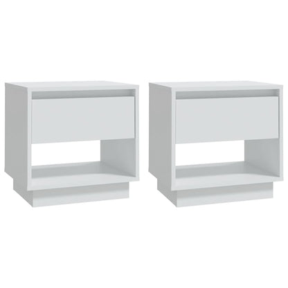 Sängbord vit 2 st 45x34x44 cm konstruerat trä