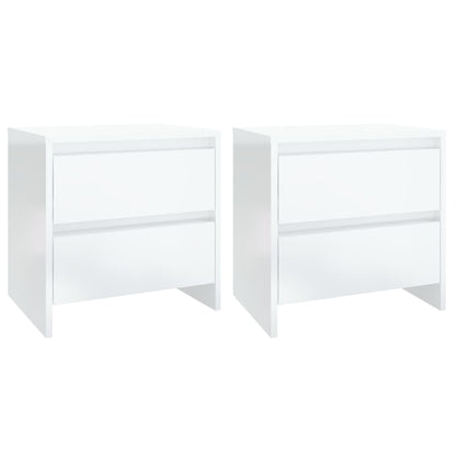 Sängbord 2 st vit högglans 45x34,5x44,5 cm konstruerat trä