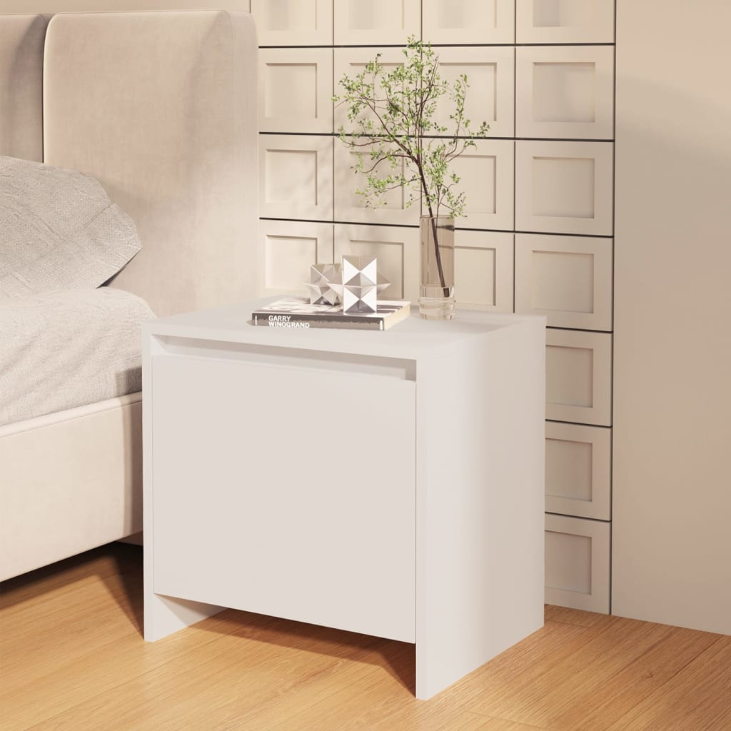 Sängbord 2 st vit 45x34x44,5 cm konstruerat trä