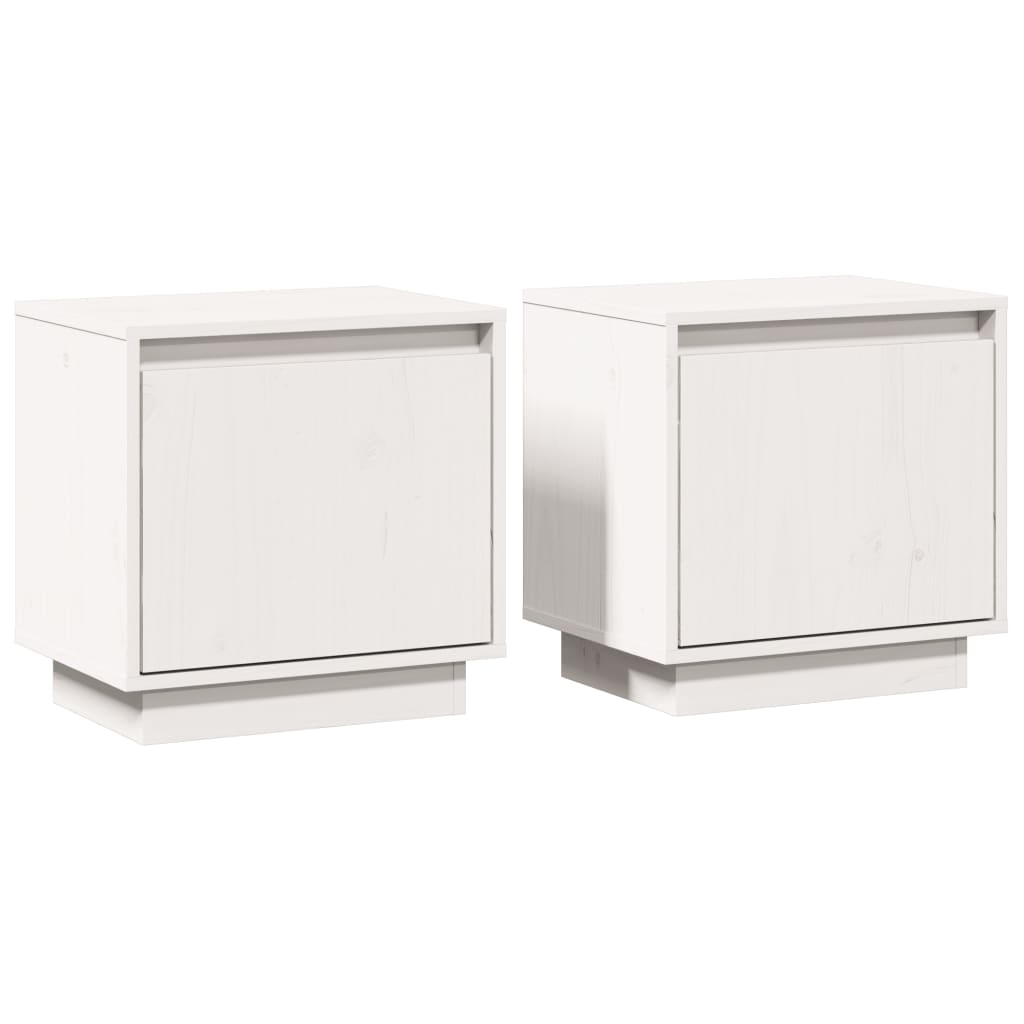 Sängbord 2 st vit 40x30x40 cm massiv furu