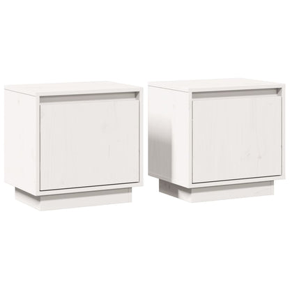 Sängbord 2 st vit 40x30x40 cm massiv furu