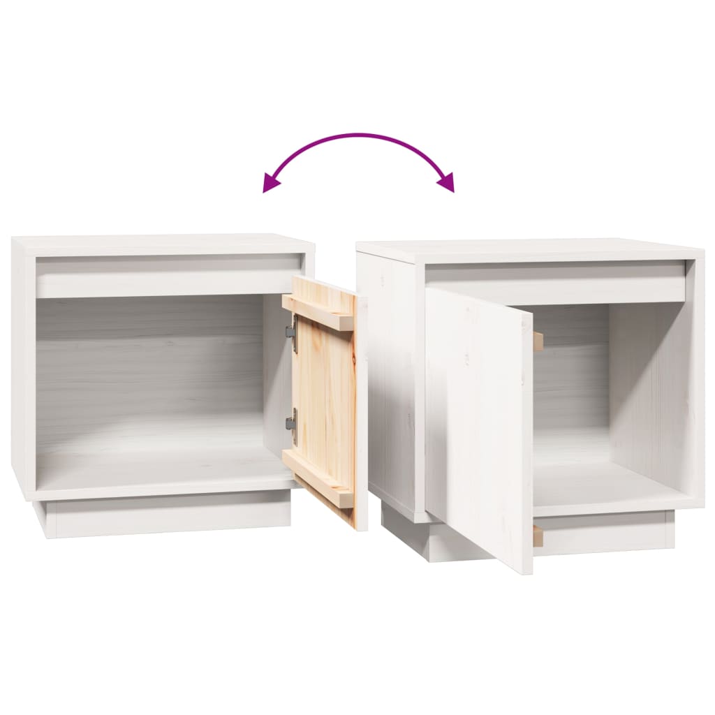 Sängbord 2 st vit 40x30x40 cm massiv furu