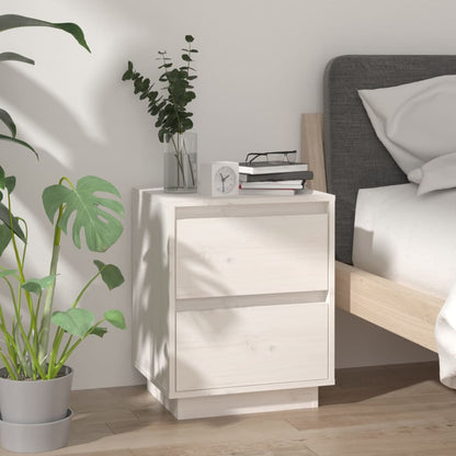 Sängbord 2 st vit 40x35x50 cm massiv furu