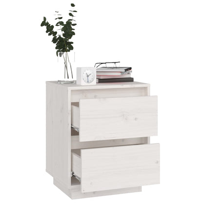 Sängbord 2 st vit 40x35x50 cm massiv furu