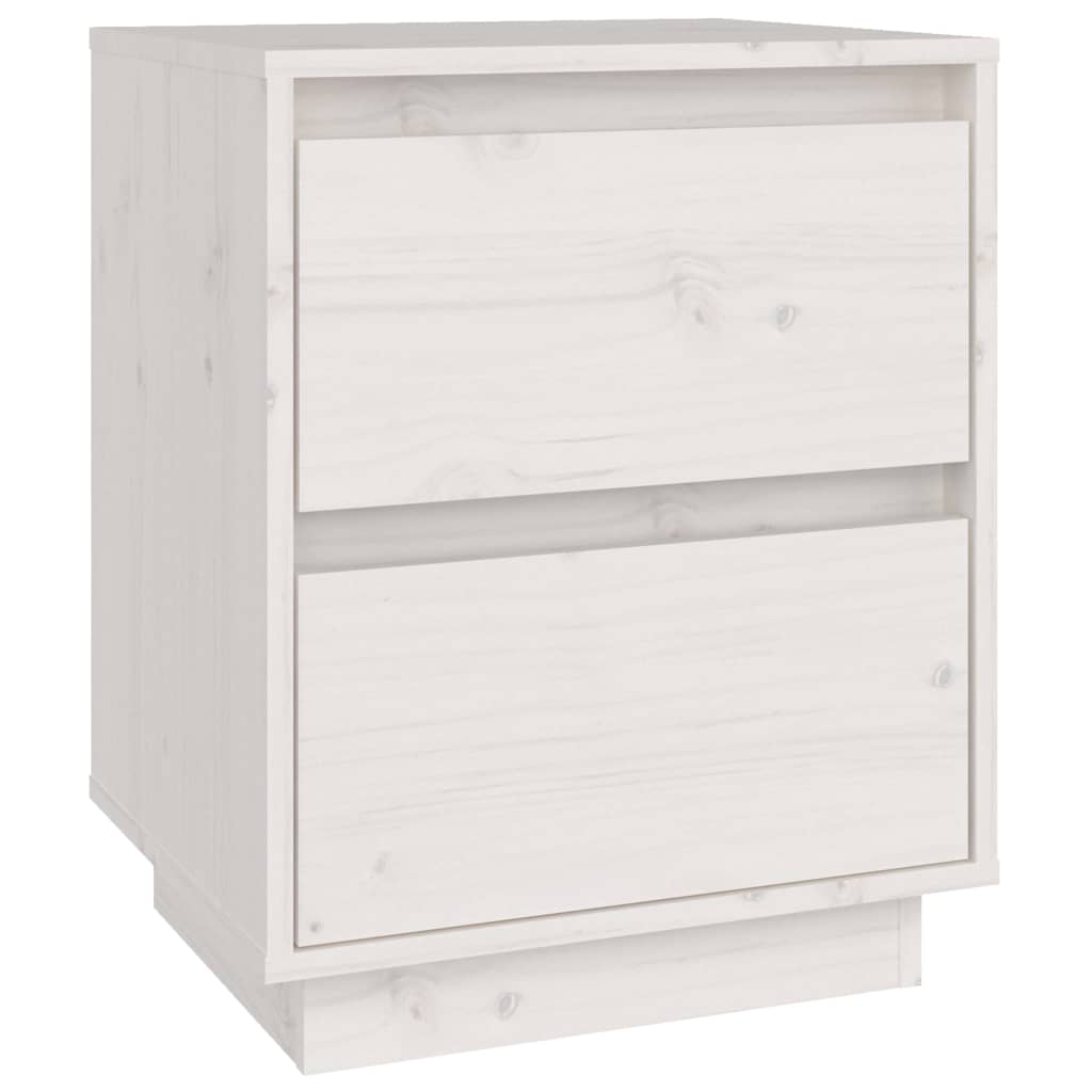 Sängbord 2 st vit 40x35x50 cm massiv furu