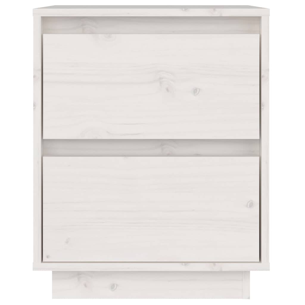 Sängbord 2 st vit 40x35x50 cm massiv furu