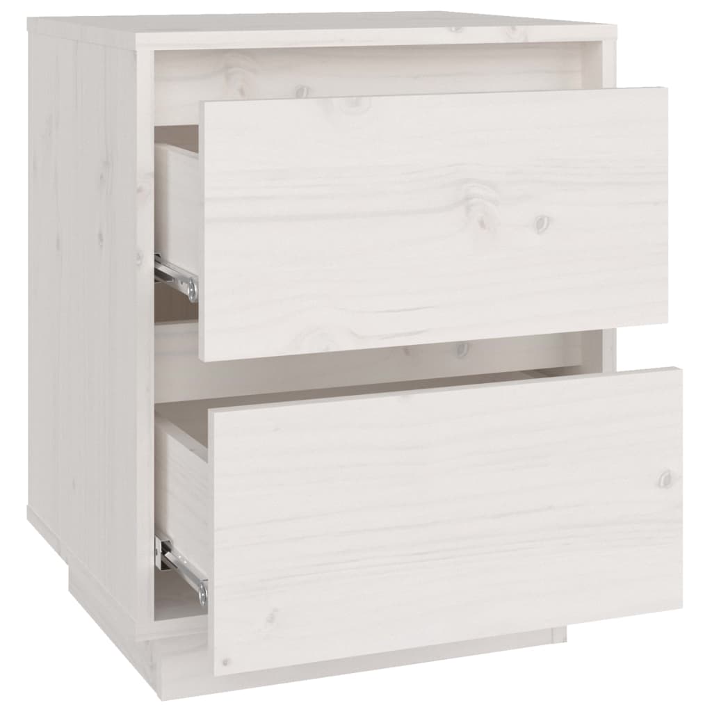 Sängbord 2 st vit 40x35x50 cm massiv furu