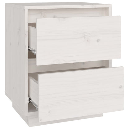 Sängbord 2 st vit 40x35x50 cm massiv furu