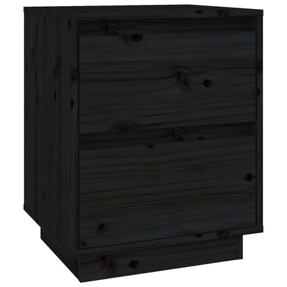 Sängbord 2 st svart 40x35x50 cm massiv furu