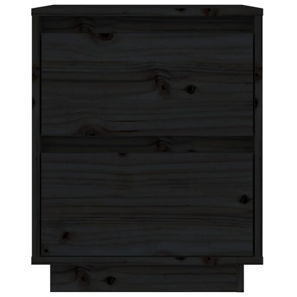 Sängbord 2 st svart 40x35x50 cm massiv furu