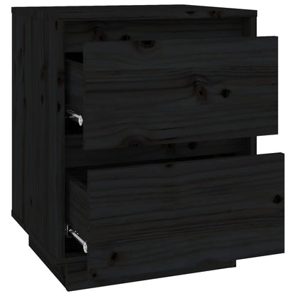Sängbord 2 st svart 40x35x50 cm massiv furu