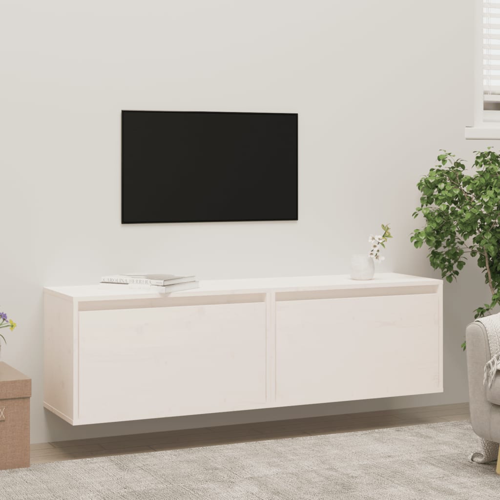 Väggskåp Vit 2 st 60x30x35 cm massiv furu