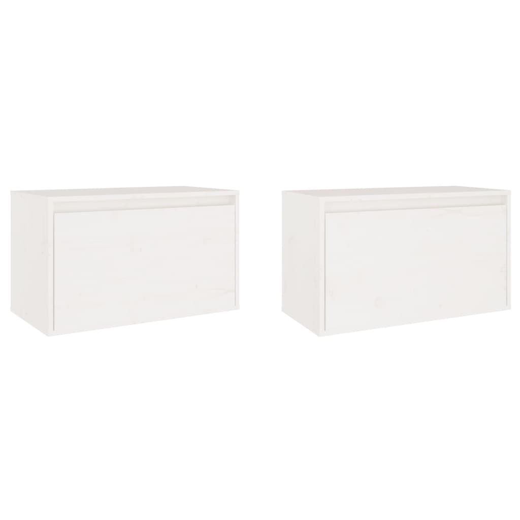 Väggskåp Vit 2 st 60x30x35 cm massiv furu
