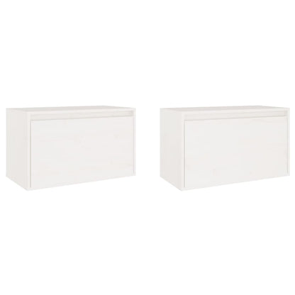 Väggskåp Vit 2 st 60x30x35 cm massiv furu