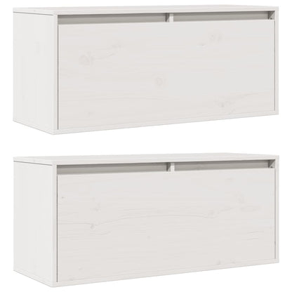 Väggskåp Vit 2 st 80x30x35 cm massiv furu