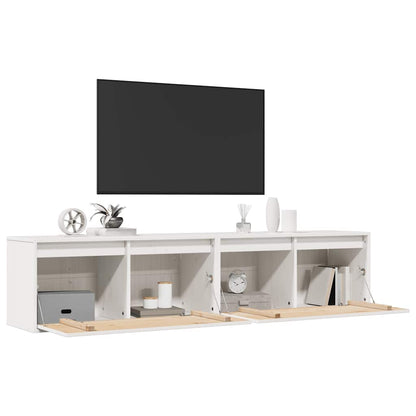 Väggskåp Vit 2 st 80x30x35 cm massiv furu