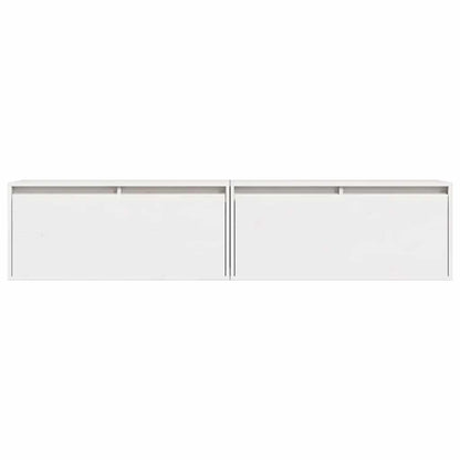Väggskåp Vit 2 st 80x30x35 cm massiv furu