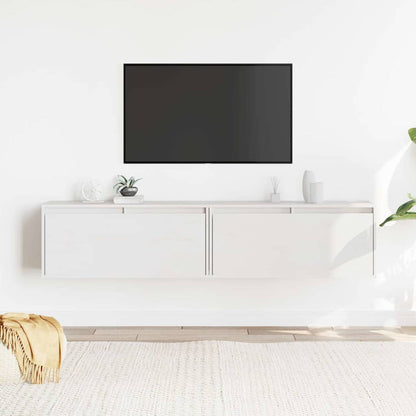 Väggskåp Vit 2 st 80x30x35 cm massiv furu