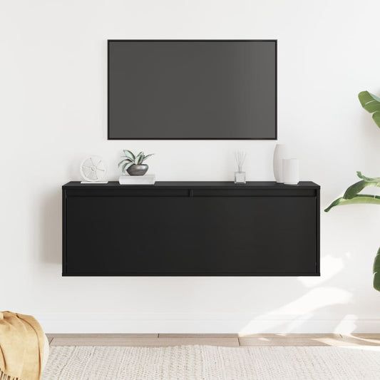 Väggskåp Svart 100x30x35 cm massiv furu
