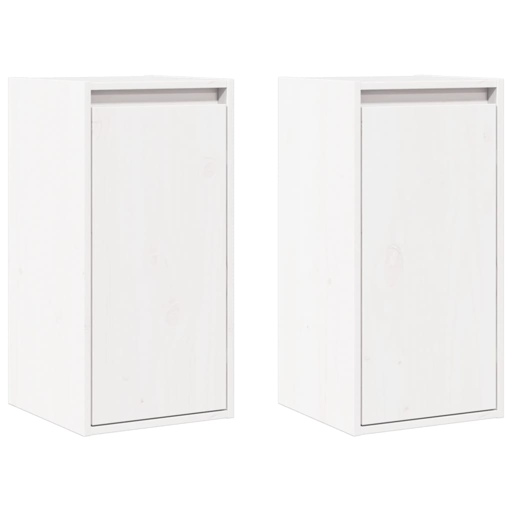 Väggskåp Vit 2 st 30x30x60 cm massiv furu