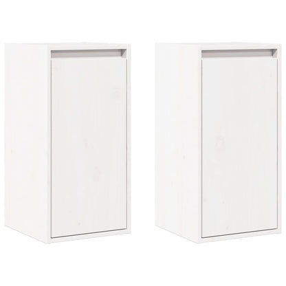 Väggskåp Vit 2 st 30x30x60 cm massiv furu