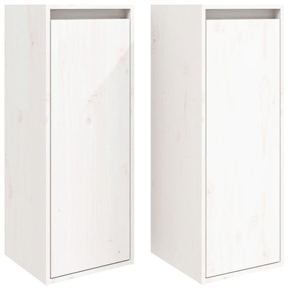 Väggskåp Vit 2 st 30x30x80 cm massiv furu