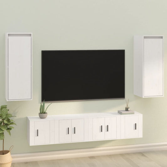 Väggskåp Vit 2 st 30x30x80 cm massiv furu