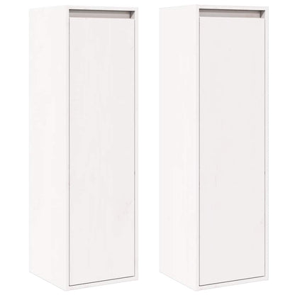 Väggskåp Vit 2 st 30x30x100 cm massiv furu