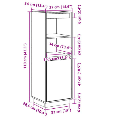 Skåp Vit 37x34x110 cm massiv furu
