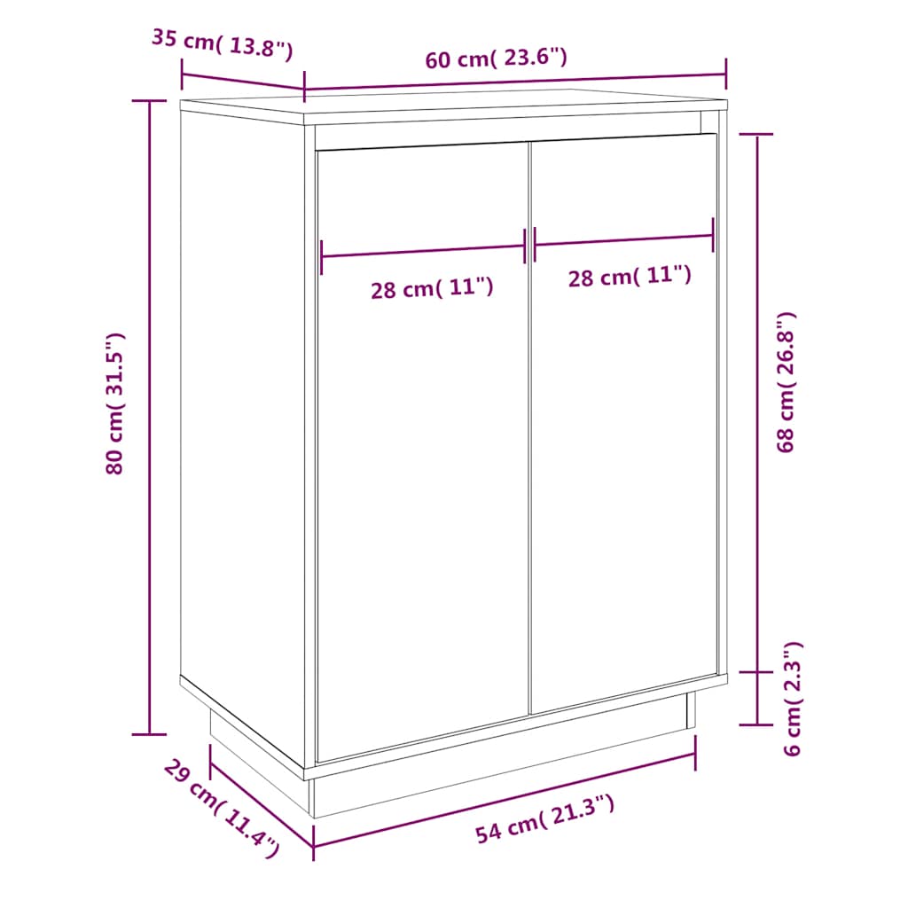 Skoställ Trä Skoskåp 60x35x80 cm massiv furu