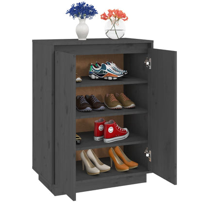 Skoställ Grå Skoskåp 60x35x80 cm massiv furu