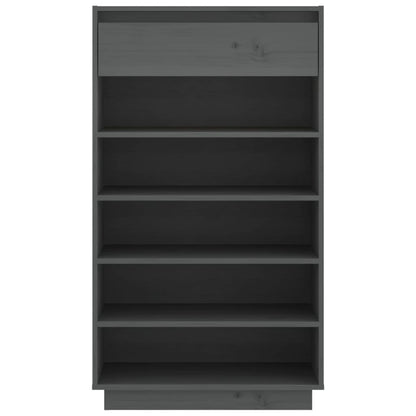 Skoställ Grå Skoskåp 60x34x105 cm massiv furu