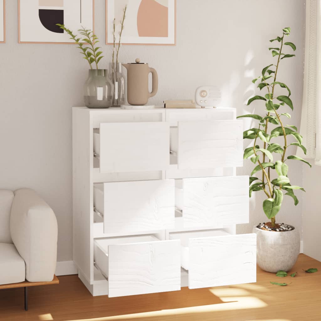 Skåp vit 2 st 32x34x75 cm massiv furu