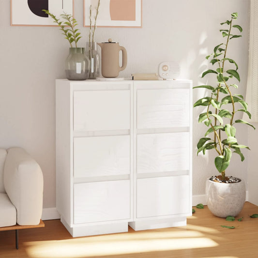 Skåp vit 2 st 32x34x75 cm massiv furu