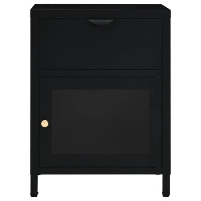Sängbord 2 st svart 40x30x54,5 cm stål och glas