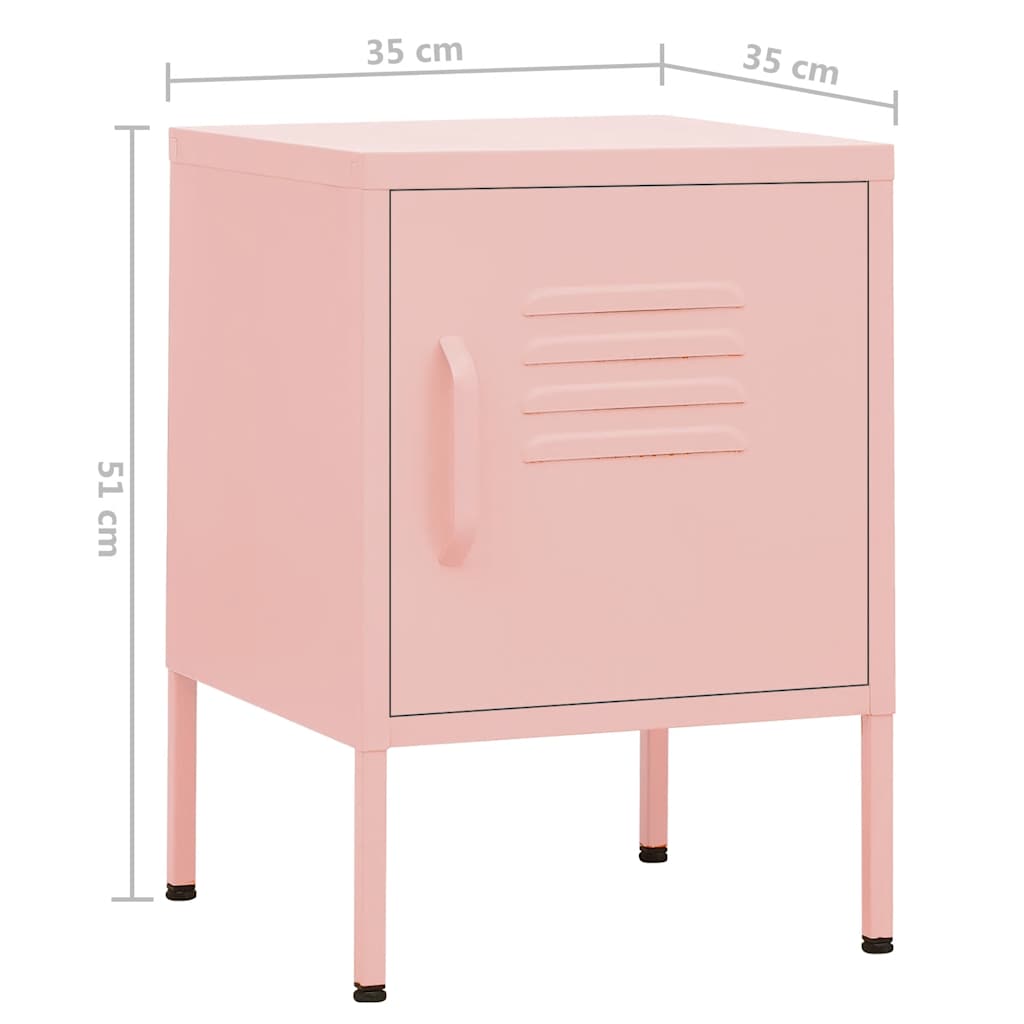 Sängbord 2 st rosa 35x35x51 cm stål