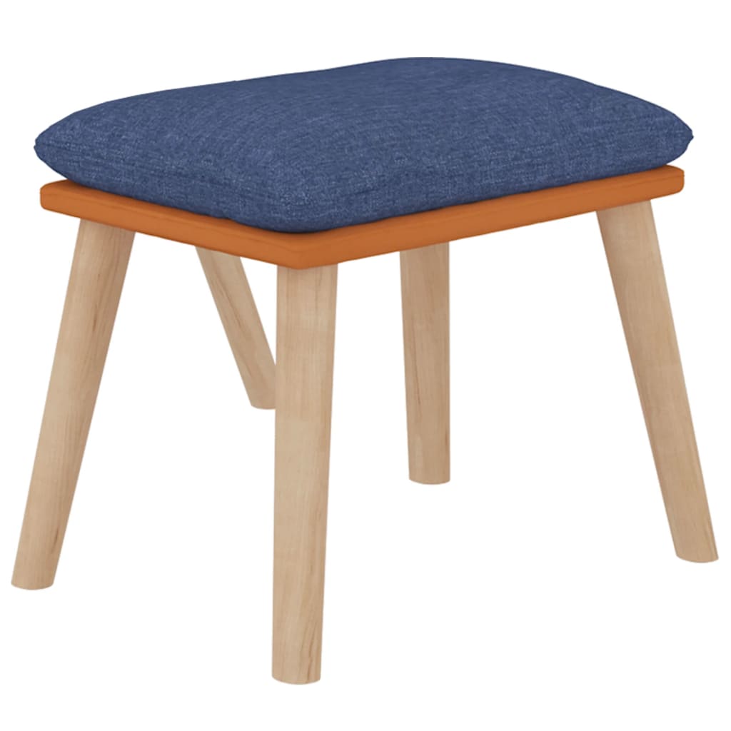 Fåtölj Blå Vilstol med fotpall konstläder och tyg