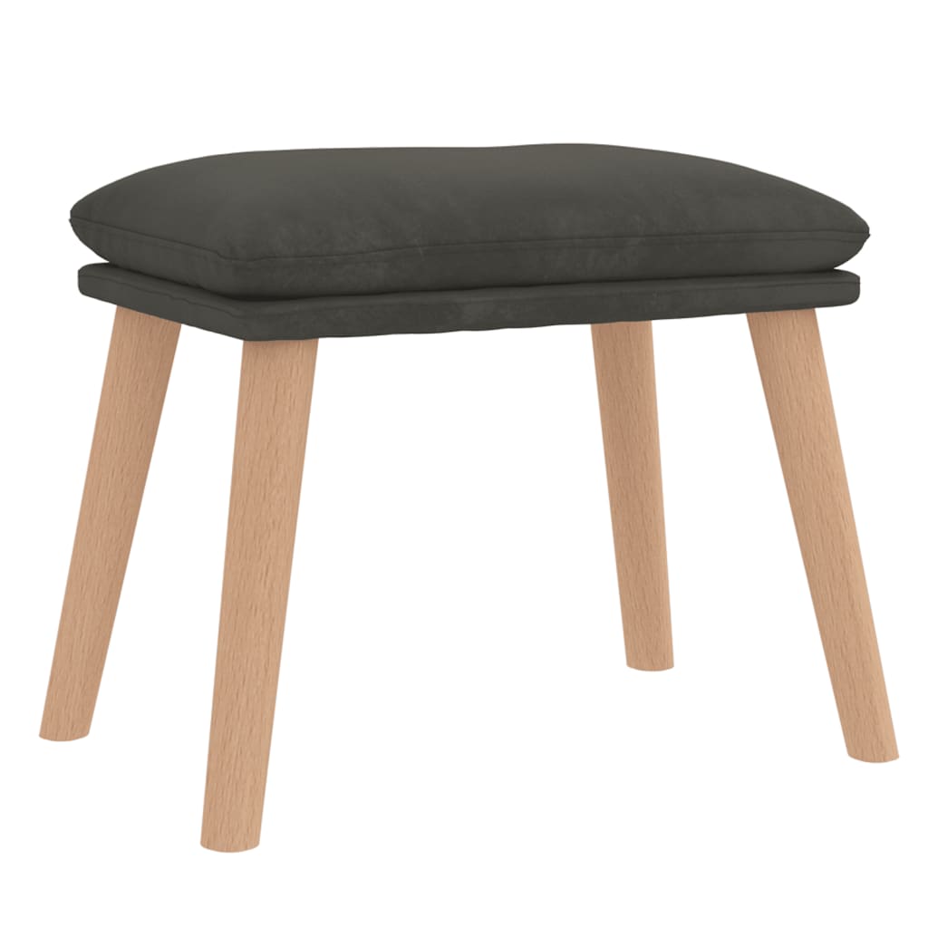 Fåtölj Mörkgrå Vilstol med fotpall sammet