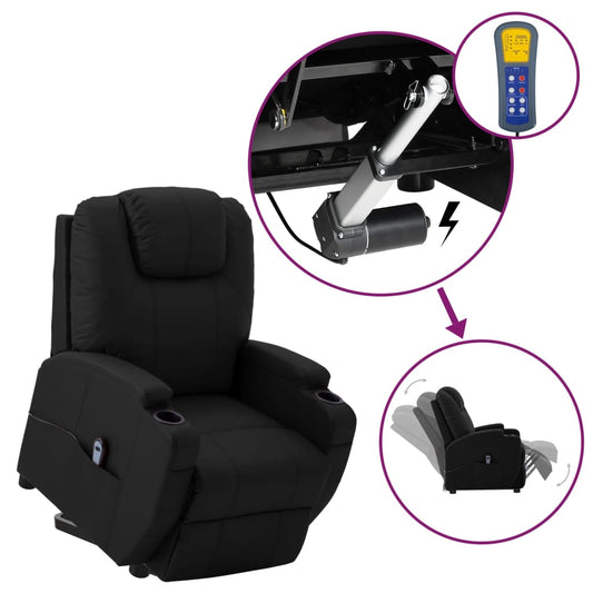 Fåtölj Svart med uppresningshjälp konstläder