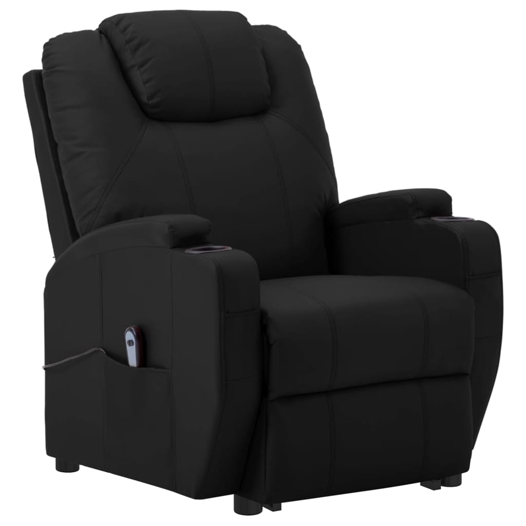 Fåtölj Svart med uppresningshjälp konstläder