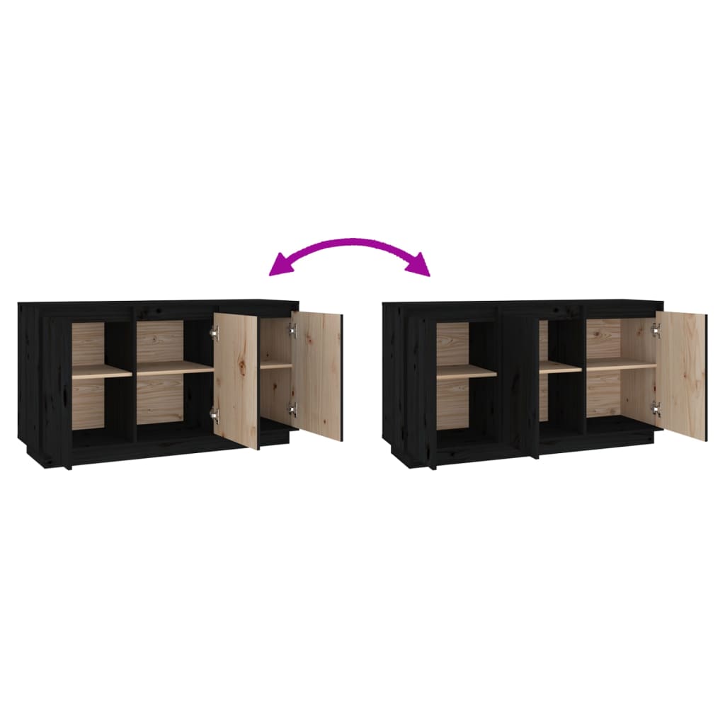 Skänk Svart 111x34x60 cm massiv furu