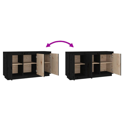 Skänk Svart 111x34x60 cm massiv furu