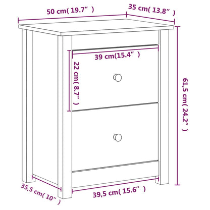 Sängbord 2 st 50x35x61,5 cm massiv furu