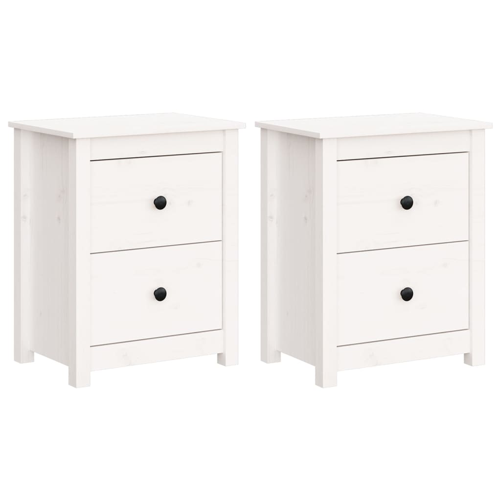 Sängbord 2 st vit 50x35x61,5 cm massiv furu