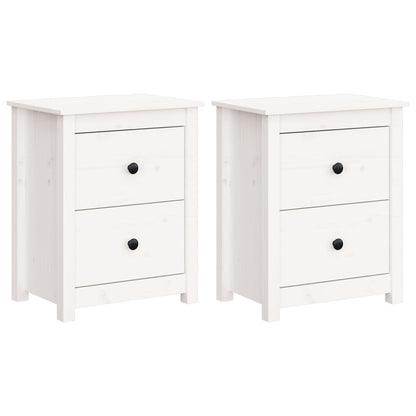 Sängbord 2 st vit 50x35x61,5 cm massiv furu