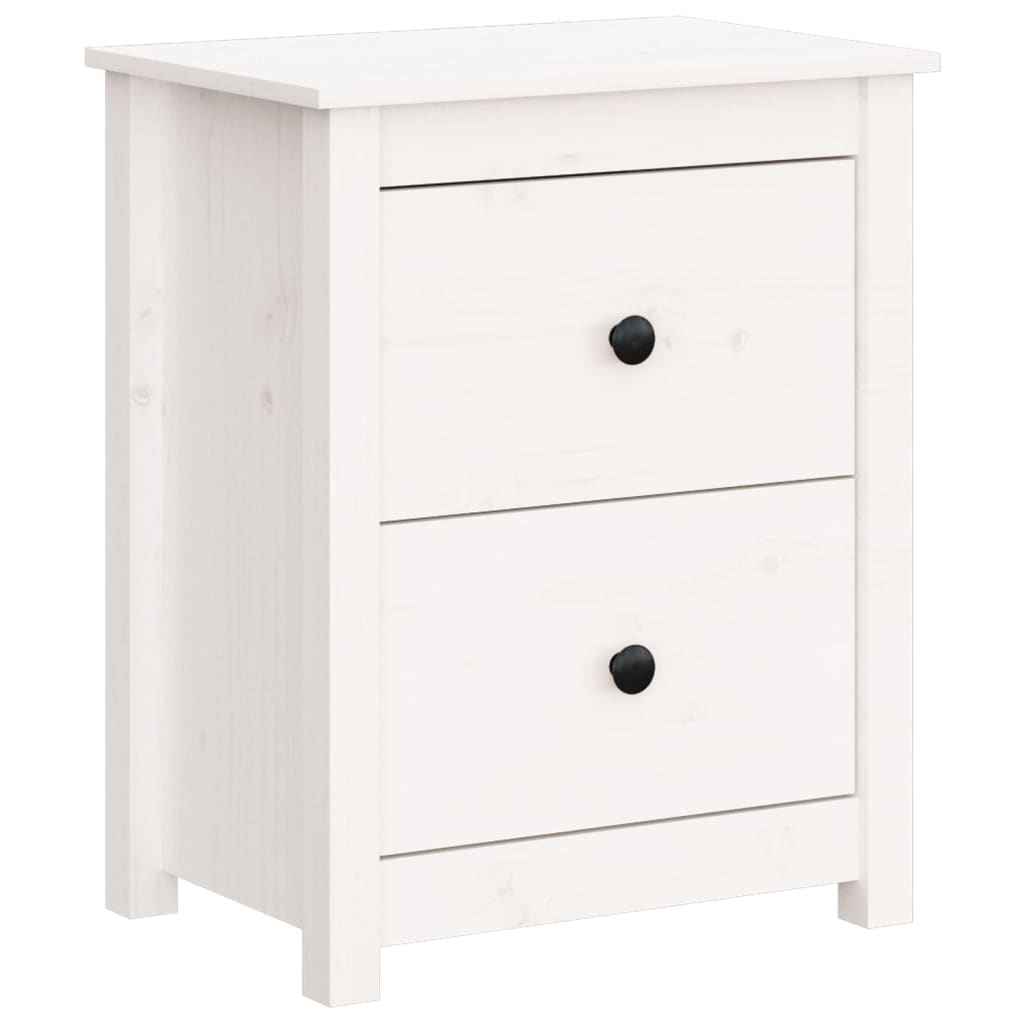 Sängbord 2 st vit 50x35x61,5 cm massiv furu