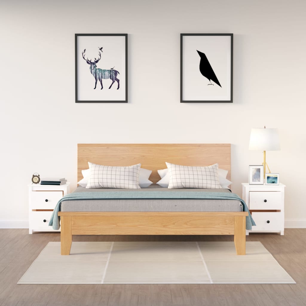 Sängbord 2 st vit 50x35x61,5 cm massiv furu