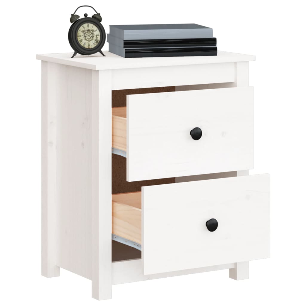 Sängbord 2 st vit 50x35x61,5 cm massiv furu