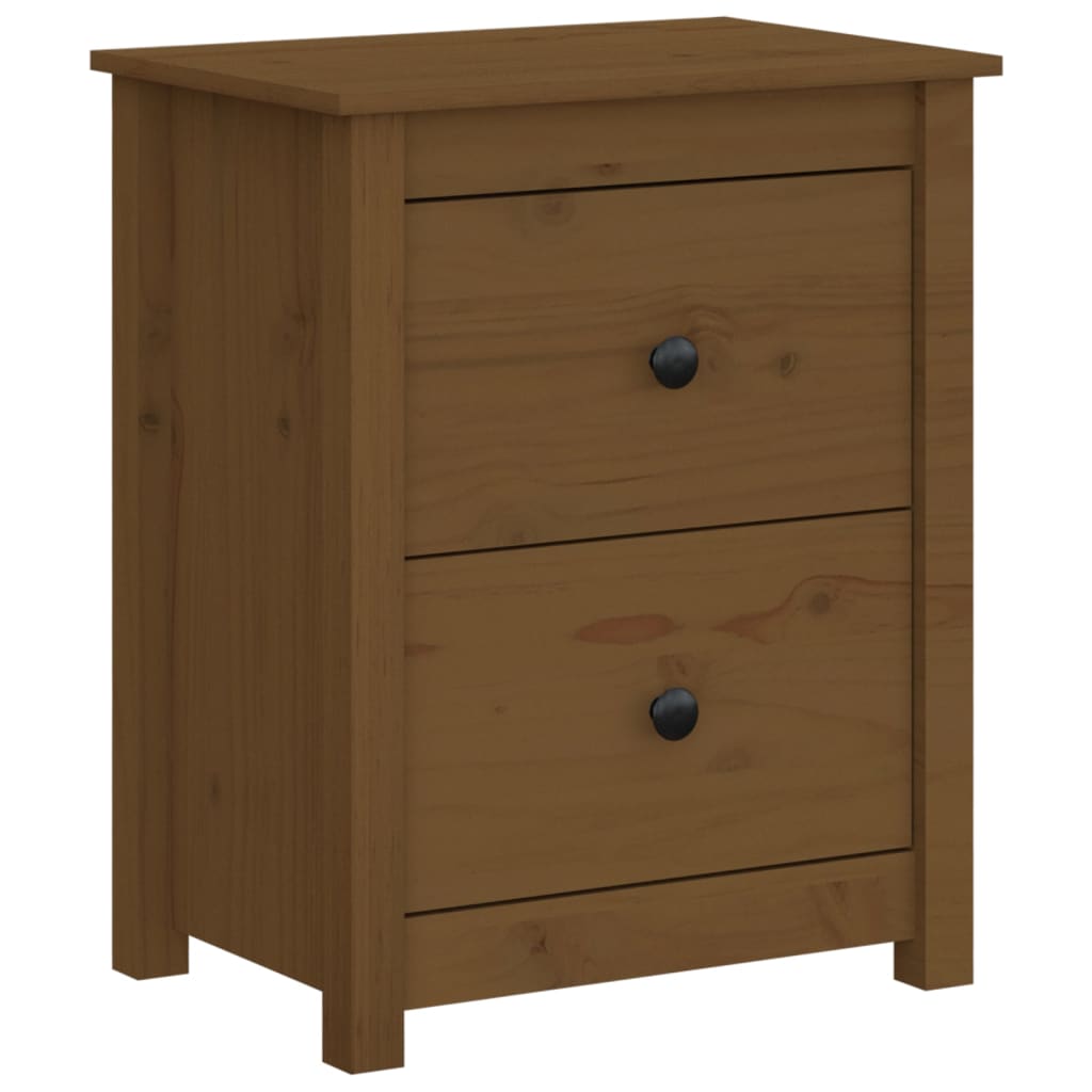 Sängbord 2 st honungsbrun 50x35x61,5 cm massiv furu